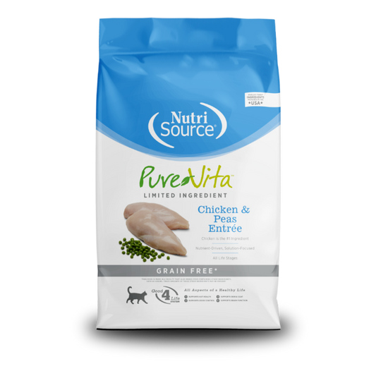 NutriSource PureVita Limited Ingredient Chicken & Peas Entrée – Alimento Seco para Gatos